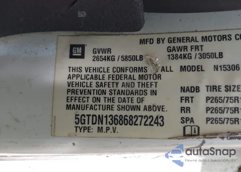 2006 Hummer H3 Suv from USA, damaged, VIN 5GTDN136868272243